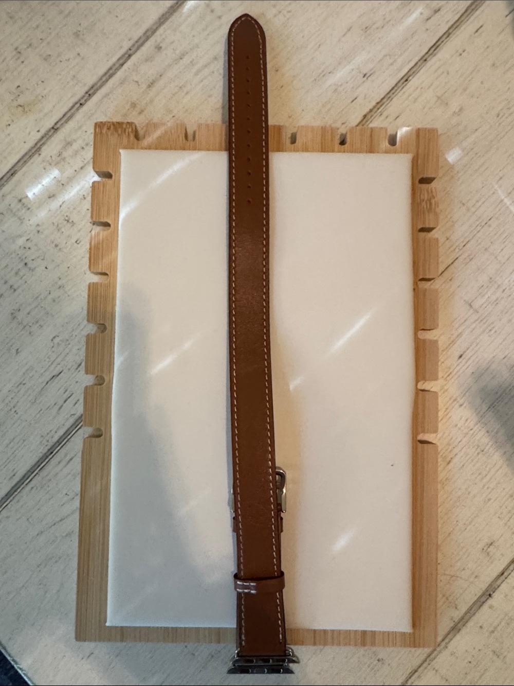 38mm Brown Leather Watch Strap with Contrast Stitching
